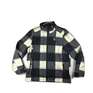 Spyder Fresh Air Softshell Jacket, Black and grey check plaid pattern Men Size L